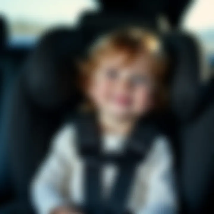 Child comfortably secured in a car seat with strap pads