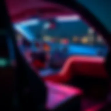 Colorful ambient lighting inside a vehicle