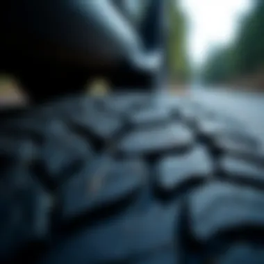 Close-up of an explorer tire highlighting tread design