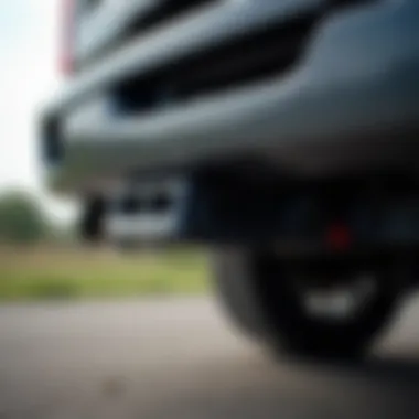 Close-up of gooseneck hitch attached to a truck