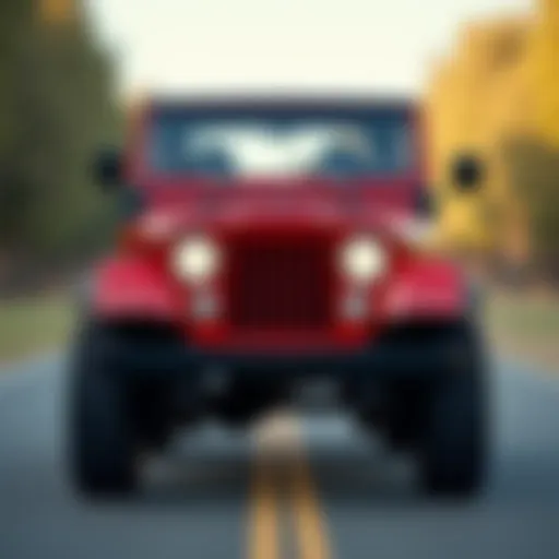 Iconic Jeep YJ front view showcasing the distinctive grille