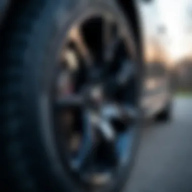 Close-up of Subaru Forester STI's performance tires and brakes