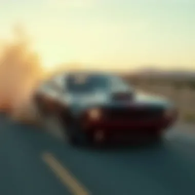 A dynamic chase scene featuring Dom's car in action