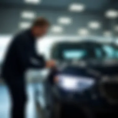 Independent Vehicle Appraiser at Work An independent appraiser examining a vehicle