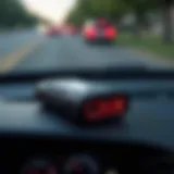 A sleek multi-function jump starter displayed on a car dashboard