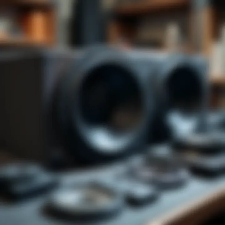 Materials used in subwoofer construction displayed in an organized manner