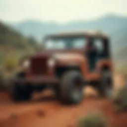 Vintage AMC Jeep on a rugged trail