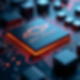 A close-up of a semiconductor chip reflecting advanced technology